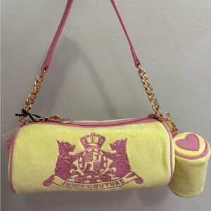 Juicy Couture Twig Dogs Yellow & Pink Barrel Bag